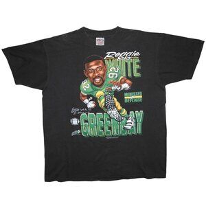 Vintage 1990s Reggie White Minister of Defense Packers Caricature T-Shirt XL